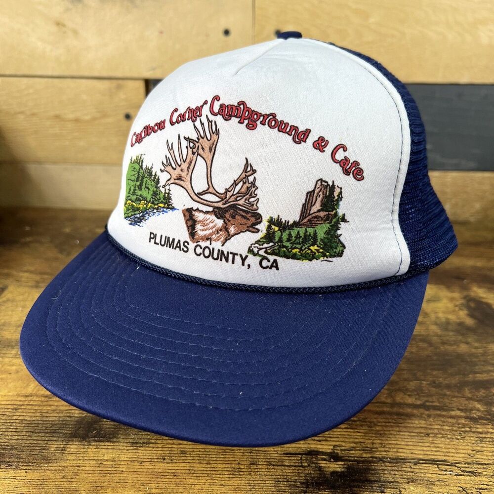Caribou Corner Campground & Cafe Trucker SnapBack Adjustable Hat Baseball Rope